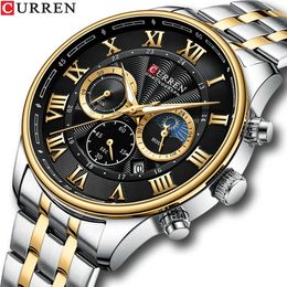 CURREN – montre-bracelet chronographe de sport pour hommes, bracelet en acier inoxydable, avec Date automatique, 240227