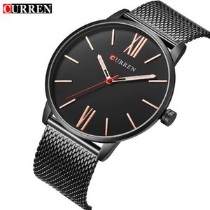 Curren Hot Fashion Ultra-Thin Classic Quartz Horloges Business Heren Horloge Roestvrijstalen band Waterdichte Male Klok Q0524