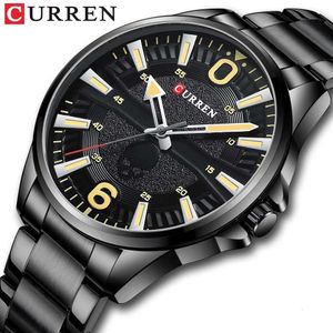 Curren/karien 8389 Skull Casual minimalistisch quartz roestvrijstalen zakelijk herenhorloge