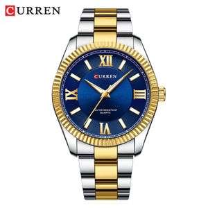 Curren Karien 8453 Romeinse schaal quartz herenhorloge met stalen band, zonnewiel