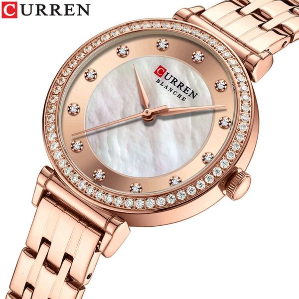 Curren/karien 9087 Shuiying Reloj de pulsera Beimu con correa de acero resistente al agua para mujer