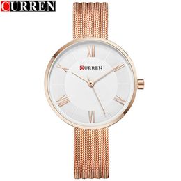 Curren Reloj de pulsera para mujer Relojes de mujer Marca de lujo Cuarzo Reloj de oro rosa Reloj Mujer Relogio Feminino Montre Femme 210527
