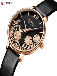CURREN Relojes de cuero para mujer 2019 Hermoso diseño único Dial Reloj de pulsera de cuarzo Reloj de moda para mujer Reloj Montre femme3613719
