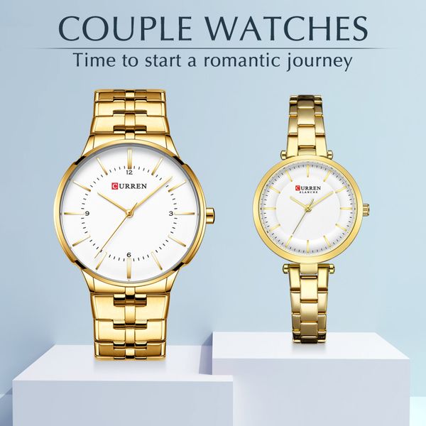 Curren Lovers Relojes para hombres y mujeres Vestido de moda Reloj de pulsera de cuarzo Fecha impermeable Reloj Pareja Reloj Regalos Set para la venta 210517