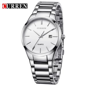 CURREN luxe classique mode affaires hommes montres affichage Date Quartz-montre-bracelet en acier inoxydable mâle horloge Reloj Hombre201n