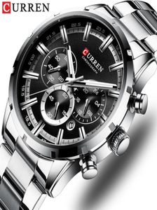 Curren Luxury Fashion Quartz kijkt Classic Silver and Black Clock Male Watch Men039S polshorloge met kalender Chronograph232K6029208