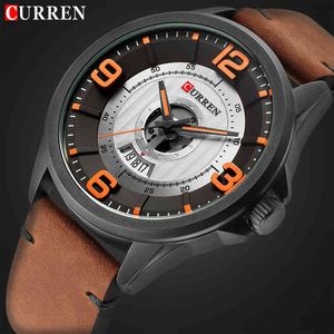 CURREN Montre de luxe Hommes Mode Casual Sport Montres Hommes Cuir Business Quartz Montres Mâle Date Horloge Relogio Masculino 210517