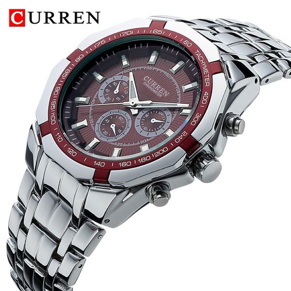 Curren Men Luxury Brand Military Sport Mens Relojes Full Steel Quartz Clock Men's Water Water Business Watch Relogio Masculino 2203 257U