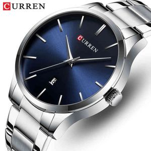 Curren Men's montre en acier inoxydable Date Hommes Business Montres Homme Montres d'hommes de luxe imperméables Montres de bracelet Relogio Masculino 210517