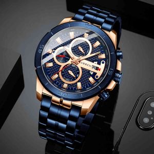 Curren Men Horloges 2021 Luxe Casual Sport Horloges Quartz Male Clock met Chronograaf Roestvrijstalen Merkhorloge Q0524