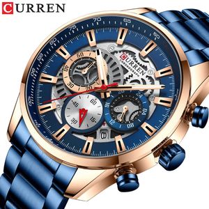 Curren heren horloges luxe merk mannelijke gouden horloges waterdichte chronograaf horloge mannen gouden sport klok relogio masculino 210527