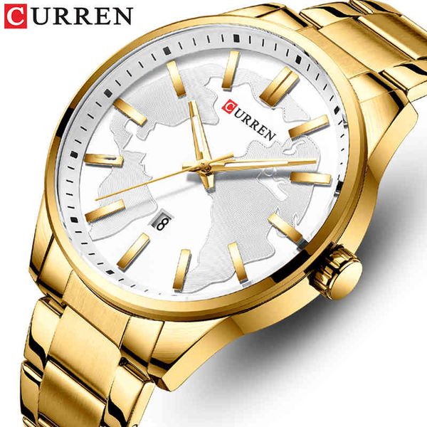 Curren Mens Watchs Fashion Casual Men Watch Sport Sport Immasproof acier en acier inoxydable montre le quartz masculino 210517