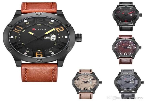 Curren New Fashion Casual Quartz Watch Men Top Brand Brand Luxury Le cuir STRAP analogique Semaine militaire Date de poignet Relogio MAS1674881