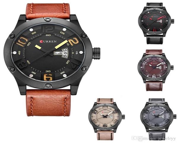 Curren New Fashion Casual Quartz Watch Men Top Brand Brand Luxury Leather Strap Analog Sports Semaine militaire Date de poignet Relogio MAS8660369