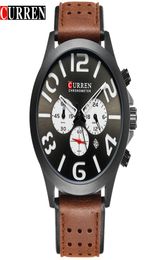 Curren New Men039s Watch Fashion Chronograph Sports Sports Wristwatch Casual Military Quartz Date Male Clock Le cuir STRAP WORDS3968481