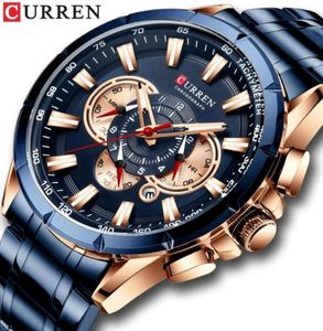 Curren New Mens Watches Fashion Rainless Steel Sport Quartz Watch Men Chronograph Waterproof polshorwatch9299727