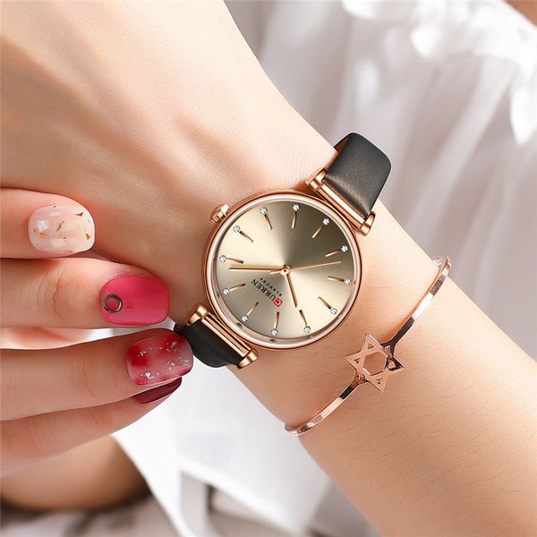 CURREN montre de sport Simple dames montre-Bracelet femmes montre Top marque de luxe femme étanche horloge Bracelet en cuir véritable 9081