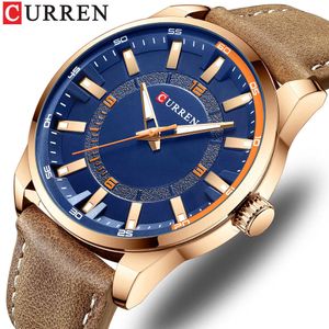 Curren top merk mode klok voor mannen casual lederen kwartswatches kleurrijke waterdichte horloges relogio masculino x0625