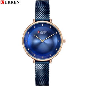 Curren Top Brand Mode Dames Horloges Rvs Quartz Horloge Dames Dunne Casual Clock Relogio Feminino 210517