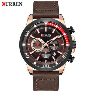 Curren top merk luxe heren mode quartz horloge mannen lederen chronograaf sport horloges mannelijke militaire klok relogio masculino 210517