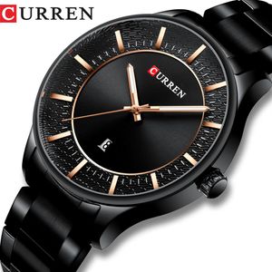 CURREN Topmerk Man Horloges Klok Man Mode Quartz Horloges Heren Zakelijk Stalen Horloge met Datum Klassiek Zwart Male280J