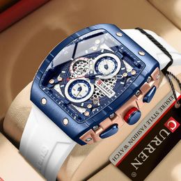 CURREN Top marque hommes montres de luxe carré Quartz montre-bracelet étanche lumineux chronographe montre pour hommes Date horloge 240327