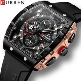CURREN Top marque hommes montres de luxe carré Quartz montre-bracelet étanche lumineux chronographe montre pour hommes Date horloge 240130