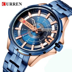 Curren horloge mannen luxe merk rvs zakelijke mannelijke polshorloge heren mode waterdichte sport blauwe horloges mannen 210527