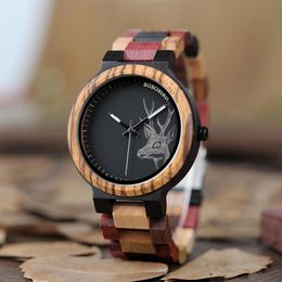 Curren Watch Wood Men Elk Analog Japan Quartz Luxury Luxury Mentes pour hommes beaux cadeaux Drop OEM204C