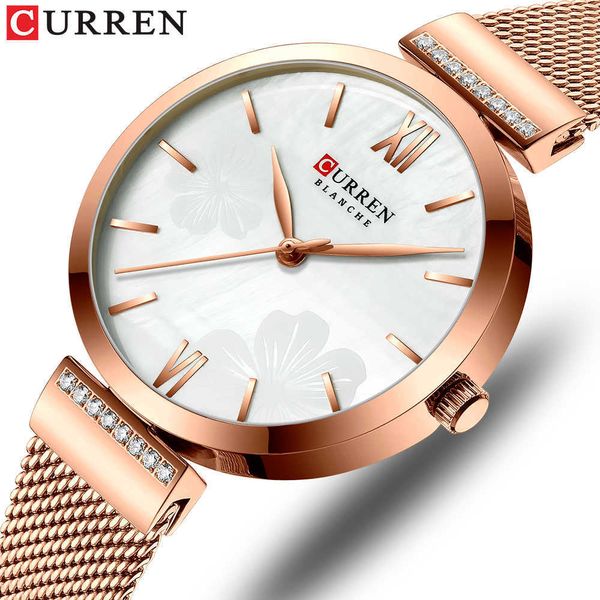 CURREN Watche's Simple mode montre à Quartz dames montre-bracelet Bracelet à breloques en acier inoxydable horloge relogios feminino 210616