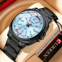 Curren Watches for Men Top Brand Brand Luxury Fashion Business Quartz Mens Wristwatch Horloge de sport imperméable en acier inoxydable 240318