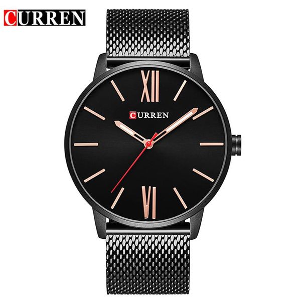 Curren montres hommes noir acier Quartz hommes montre hommes mode décontracté Sport horloge homme montre-bracelet Relogio Masculino3446