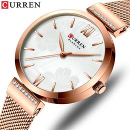 CURREN montres femmes Simple mode montre à Quartz dames montre-Bracelet Bracelet à breloques en acier inoxydable horloge relogios feminino263i