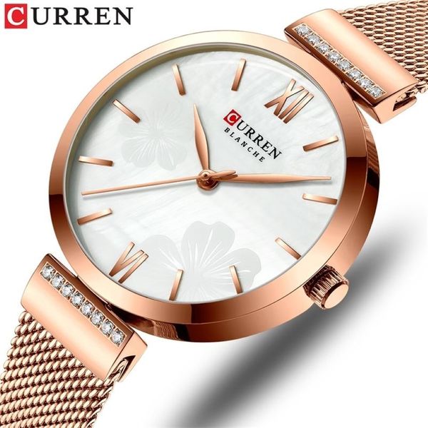 Curren Watches Women's Simple Fashion Quartz Watch Watch Ladies Braceuse de bracelet en acier inoxydable Relogios Feminino 2286a