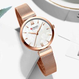 Curren femmes montres habillées Top marque de luxe dames montre à Quartz en acier inoxydable maille montre-bracelet Reloj Mujer belle horloge Q0524