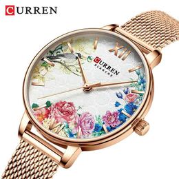 CURREN Femmes Montres Cadran Dames Japonais Marque Quartz Montre-Bracelet Étanche En Acier Inoxydable Bracelet Fille Horloge Cadeau Reloj Mujer 210517