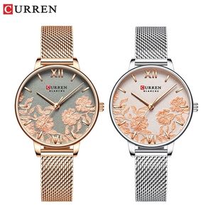 Curren Women Watches luxe roestvrijstalen polshorloge Japan Quartz Movement Fashion Women Rose Gold Quartz Watch Ladies Clock 201119