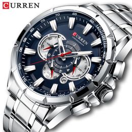 CURREN Polshorloge Mannen Waterdichte Chronograaf Militaire Leger Roestvrij Staal Mannelijke Klok Topmerk Luxe Man Sport Horloges 8363 220242h