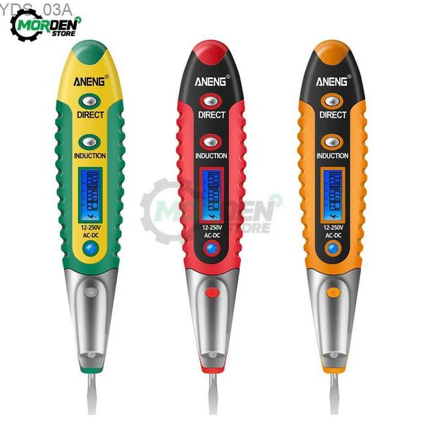 Mètres de courant AC/DC 12-250 V Testeur de crayon de test numérique Testeur de tension électrique Stylo Écran LCD Tournevis pour outils d'électricien 240320