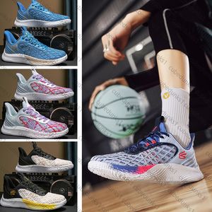 Curry9 Sneakers Kuri 9th Generation Kuri Basketball Chaussures Blue Pink Shock Absorption Practical Student Boots Boots Top Boots Outdoor Sports Training Chaussures 36-45