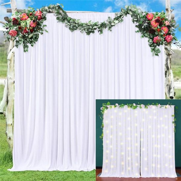 Cortina 1.5X3M Simple White Ice Silk Party Sheer Wedding Event Telones de fondo para cortinas de decoración de escenario