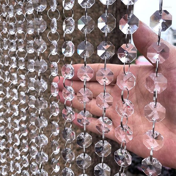 Rideau 1 mètre guirlande diamant acrylique cristal perle mariage bricolage fête événement décor Transparent octogonal perles