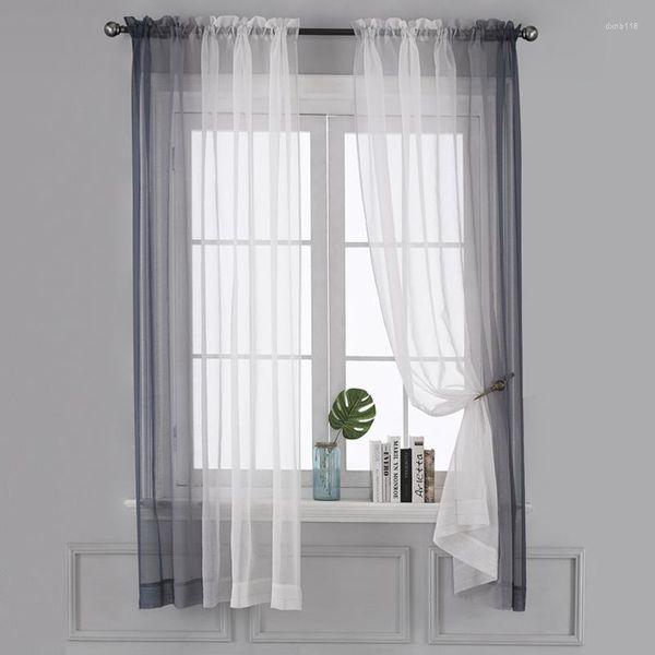 Rideau 1 PC Dégradé Motif Tulle Voile Pour Fenêtre Salon Chambre Juste Décoration 1JL177-G