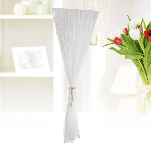 Rideau 1 Pc Semi-ombrage Pastoral Petits Crochets Fenêtre Voile Rideaux Pour Chambre Salon-100x200cm (Blanc)