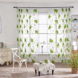 Rideau 1 pièces rideaux transparents de luxe pour salon feuilles Tulle porte fenêtre drapé panneau écharpe cantonnières chambre