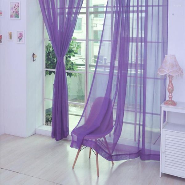 Rideau 1 PCS Pure Color Tulle Porte Fenêtre Drapé Panneau Sheer Scarf Cantonnières Styles Modernes Chambre Salon Rideaux 200x100cm