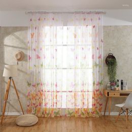 Vorhang 100–200 cm, hübscher Schmetterlingsgarndruck, durchsichtige Fenster- und Türpaneelvorhänge, Raumteiler, Tüllschal, Balkonschirme