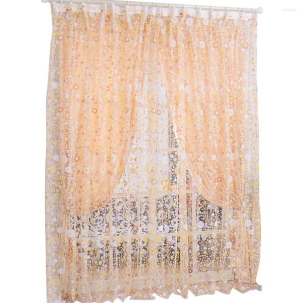 Rideau 100 x 200 cm pour fenêtre en tulle transparent, petits rideaux floraux, écran en voile