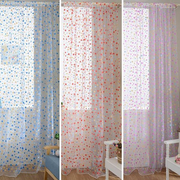 Rideau 100cm X 200cm Pois Drapé Panneau Sheer Scarf Cantonnière Tulle Voile Porte Chambre Fenêtre Rideaux