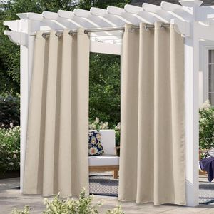 Rideau 132x241CM Moderne Simple Rideaux Imperméable Perforé Extérieur Balcon Ombrage Isolation Drapé Salon Chambre Fenêtre Décor